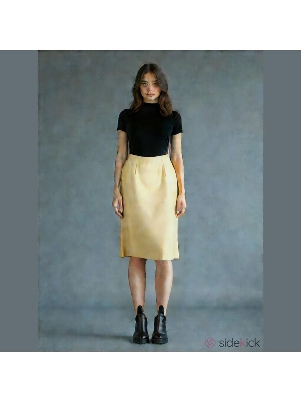 Retro 90's Yellow Businesscore Pencil Skirt